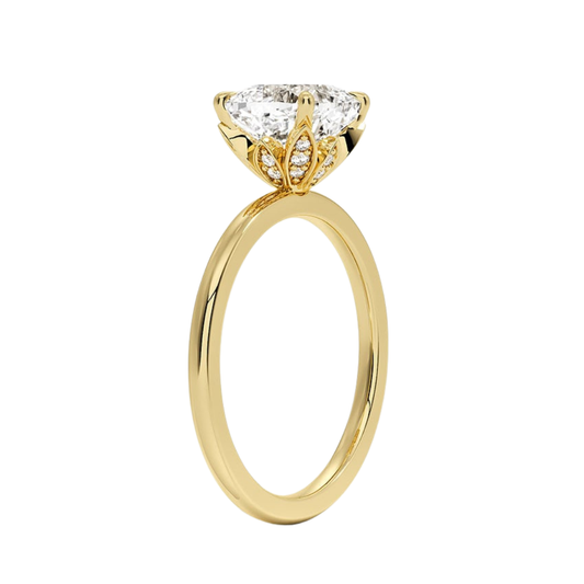 1 TO 5 CT Lab Grown Cushion Cut Petal 1.5mm Diamond Ring in 10K/14K/18K Gold with Hidden Halo Gallery | Pooja Diamond | IGI Certified Lab Diamond
