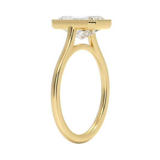 1 TO 5 CT Lab Grown Radiant Cut Diamond Margot Bezel Set Ring in 10K/14K/18K Gold | Pooja Diamond | IGI Certified Lab Diamond