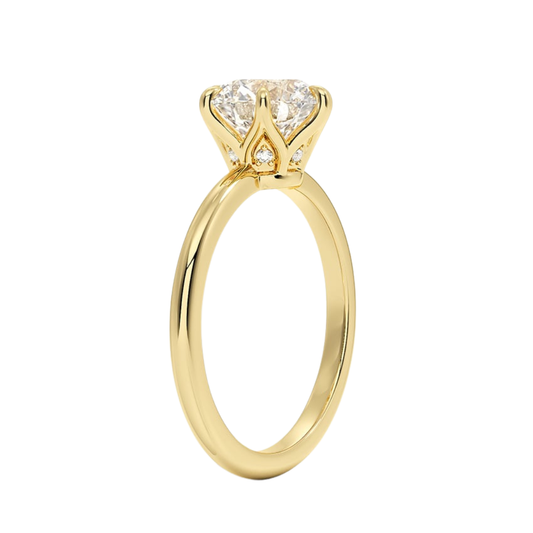1  TO 5 CT Lab Grown Round Cut Esme Hidden Halo Diamond Ring with Hidden Accents in 10K/14K/18K Gold | Pooja Diamond | IGI Certified Lab Diamond