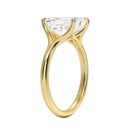 1 TO 5 CT Classic Lab Grown Emerald Cut Diamond Reverie Solitaire Ring in 10K/14K/18K Gold | Pooja Diamond | IGI Certified Lab Diamond