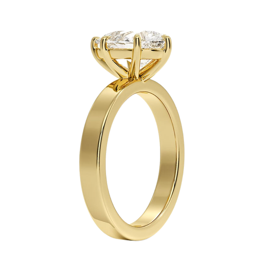 1 TO 5 CT Lab Grown Pear Cut Diamond Peyton 3mm Solitaire Ring in 10K/14K/18K Gold – Classic Flat Band Design | IGI Certified Lab Diamond
