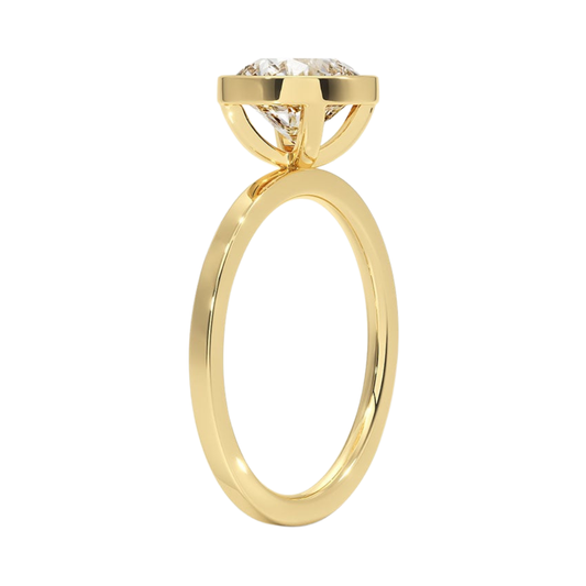 1 TO 5 CT Lab Grown Round Cut Diamond Noemi Bezel Ring in 10K/14K/18KGold – Modern Basket Setting | Pooja Diamond | IGI Certified Lab Diamond