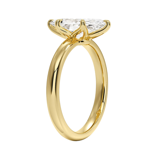 1 TO 5 CT Lab Grown Marquise Cut Diamond Esme 2.5mm Solitaire Ring in 10K/14K/18K Gold | Elegant Cathedral Setting – Pooja Diamond | IGI Certified Lab Diamond