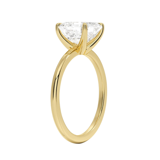 1 TO 5 CT Lab Grown Asscher Cut Diamond Fairmined 1.5mm Comfort Fit Solitaire Ring in 10K/14K/18K Gold | Elegant Four-Prong Setting | IGI Certified Lab Diamond