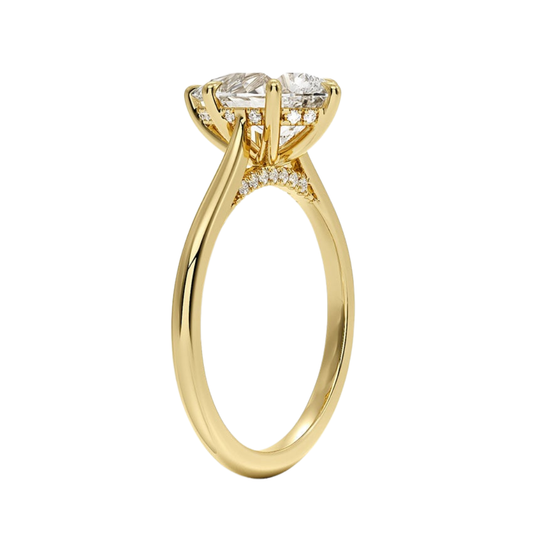 1 TO 5 CT Lab Grown Pear Cut Diamond Ring in 10K/14K/18K Gold with Hidden Halo | Luxury Solitaire – Pooja Diamond | IGI Certified Lab Diamond