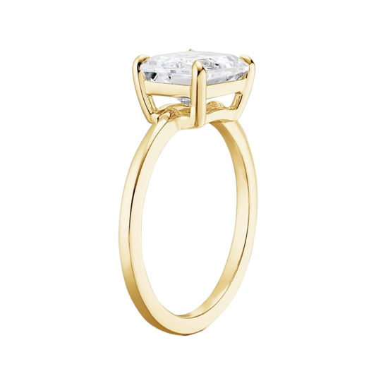 1 TO 5 CT Lab Grown Emerald Cut Diamond Morgan East-West Solitaire Ring in 10K/14K/18K Gold – Classic Four Prong Setting | Pooja Diamond | IGI Certified Lab Diamond