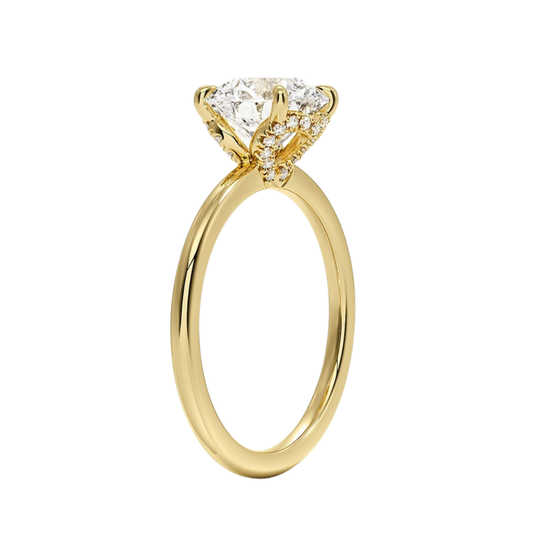 1 TO 5 CT Lab Grown Round Cut Hidden Heart Diamond Solitaire Ring with Diamond-Accented Gallery in 10K/14K/18K Gold |Pooja Diamond | IGI Certified Lab Diamond