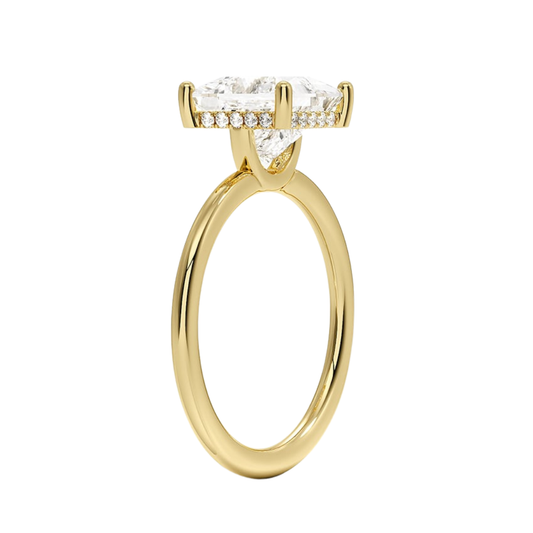 1 TO 5 CT Lab Grown Princess Cut Gwen Perfect Fit Diamond Ring with Hidden Halo in 10K/14K/18K Gold | Pooja Diamond | IGI  Certified Lab Diamond