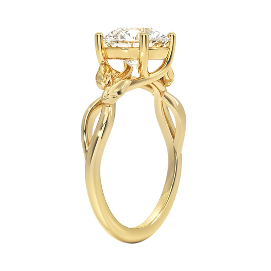 1 TO 5 CT Lab Grown Round Cut Diamond Ring in 10K/14K/18K Gold | Twisted Split Shank Solitaire | IGI Certified Lab Diamond