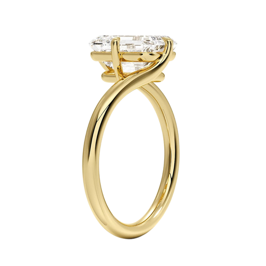 1 TO 5 CT Lab Grown Asscher Cut Diamond Atelier Solitaire Ring in 10K/14K/18K Gold | Twisted Band Engagement Ring | IGI Certified Lab Diamond