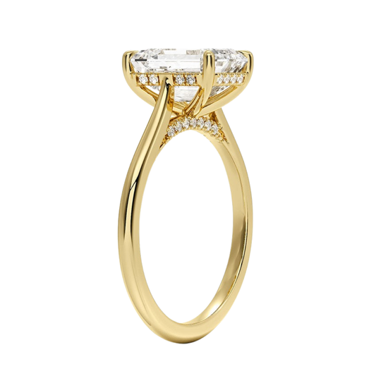 1 TO 5 CT Lab Grown Emerald Cut Diamond Ring in 10K/14K/18K Gold with Hidden Halo | Luxury Solitaire – Pooja Diamond | IGI Certified Lab Diamond