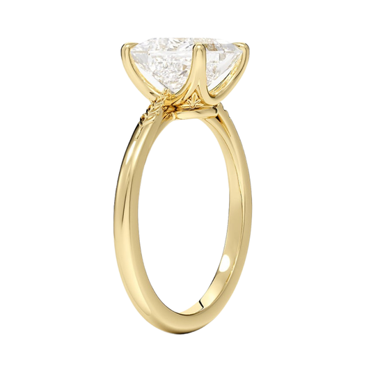 1 TO 5 CT Lab Grown Princess Diamond Laurel Engraved Ring in 10K/14K/18K Gold | Solitaire Design | IGI Certified Lab Diamond