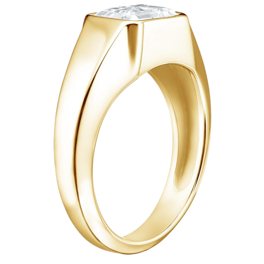 1 TO 5 CT Lab Grown Emerald Cut Diamond Bezel Set Ring in 10K/14K/18K Gold – Modern Solitaire Design| Pooja Diamonds | IGI Certified Lab Diamond