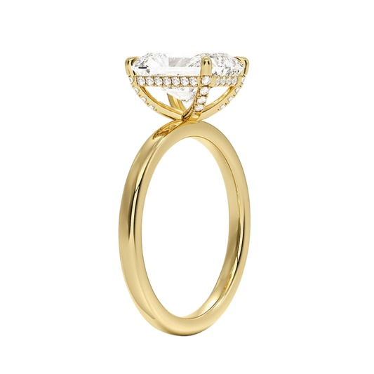 1 TO 5 CT Lab Grown Radiant Cut Lumiere 2mm Diamond Ring with Hidden Halo in 10K/14K/18K Gold | Pooja Diamond | IGI Certified Lab Diamond