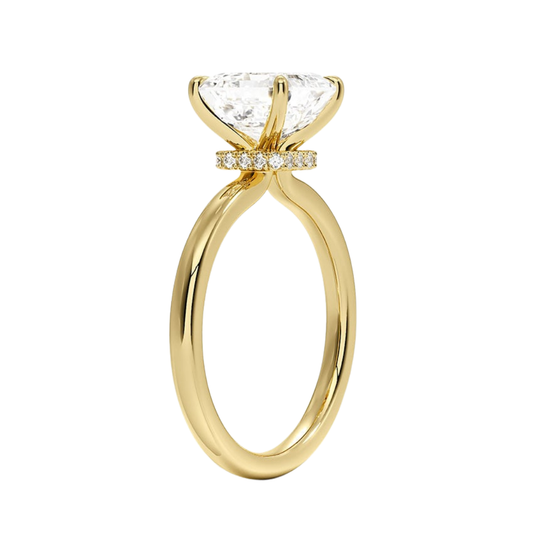 1 To 5 Ct Lab Grown Asscher Cut Secret Halo 2mm Diamond Ring with Hidden Halo in 10K/14K/18K Gold | Pooja Diamond | IGI Certified Lab Diamond