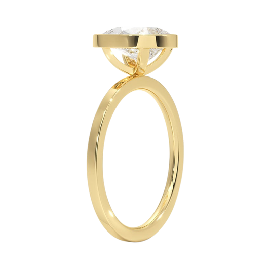 1 TO 5 CT Lab Grown Pear Cut Diamond Noemi Bezel Ring in 10K/14K/18KGold – Modern Basket Setting | Pooja Diamond | IGI Certified Lab Diamond