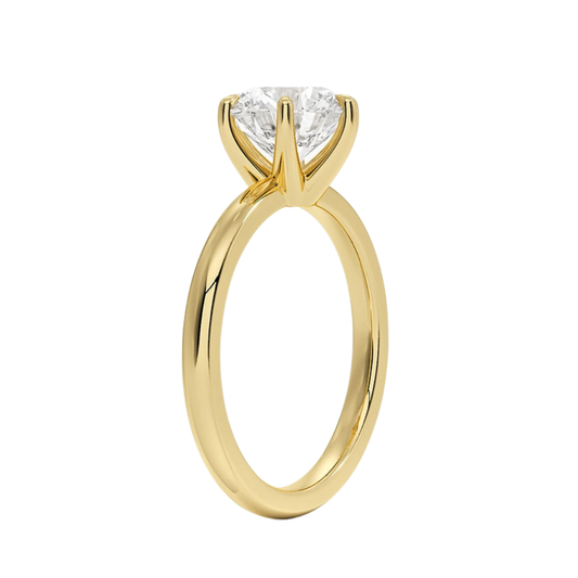 1 TO 5 CT Lab Grown Round Shape Diamond Solitaire Ring in 10K/14K/18K Gold | Romantic Six-Prong Design |IGI Certified Lab Diamond