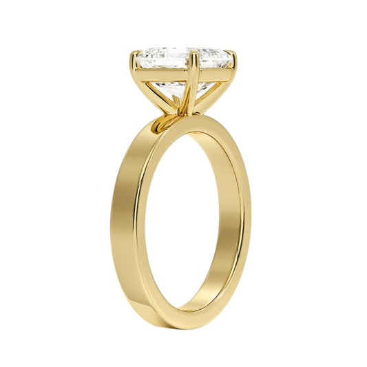 1 TO 5 CT Lab Grown Asscher Cut Diamond Peyton 3mm Solitaire Ring in 10K/14K/18K Gold – Classic Flat Band Design | IGI Certified Lab Diamond