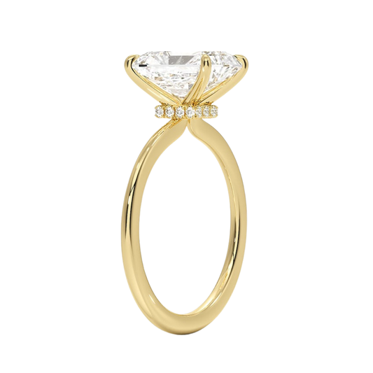 1 TO 5 CT Lab Grown Radiant Cut Petite Secret Halo Diamond Ring in 10K/14K/18K Gold with Hidden Accent Detail |IGI Certified Lab Diamond
