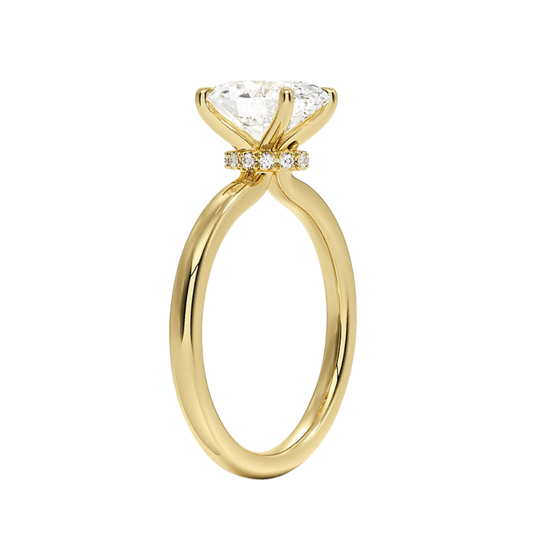 1 To 5 Ct Lab Grown Oval Cut Secret Halo 2mm Diamond Ring with Hidden Halo in 10K/14K/18K Gold | Pooja Diamond | IGI Certified Lab Diamond