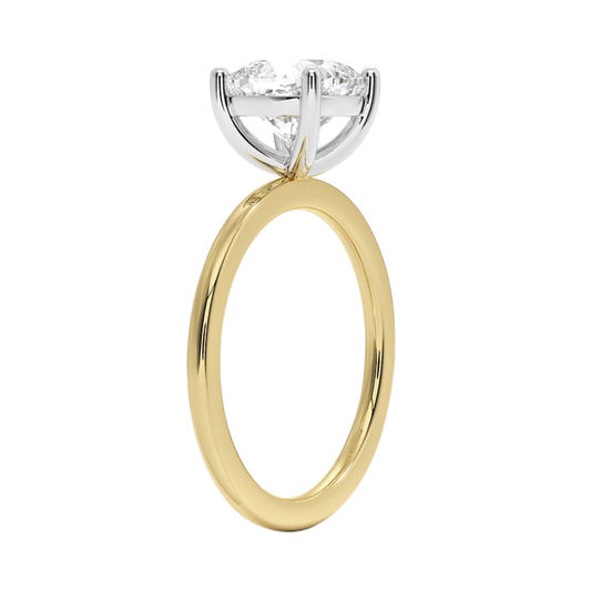 1 TO 5 CT Lab Grown Cushion Cut Diamond Mixed Metal Perfect Fit Solitaire Ring in 10K/14K/18K Gold – Classic High-Set Design | Pooja Diamond | IGI Certified Lab Diamond
