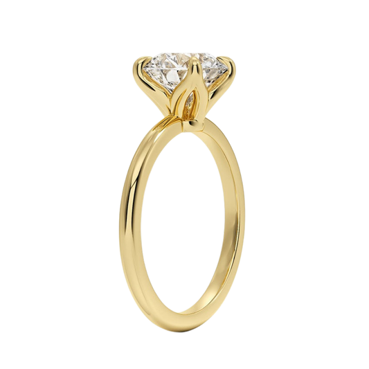 1 TO 5 CT Elegant Round Cut Lab Grown Diamond Elodie 1.8mm Solitaire Ring in 10K/14K/18K Gold | Pooja Diamond | IGI Certified Lab Diamond