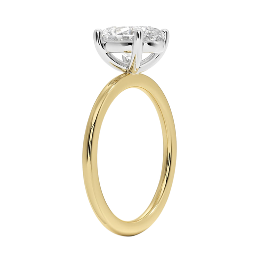 1 TO 5 CT Lab Grown Oval Cut Diamond Mixed Metal Perfect Fit Solitaire Ring in 10K/14K/18K Gold – Classic High-Set Design | Pooja Diamond | IGI Certified Lab Diamond