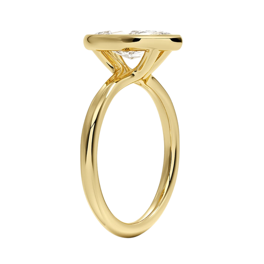 1 TO 5 CT Lab Grown Marquise Cut Diamond Freesia Bezel Solitaire Ring in 10K/14K/18K Gold | Modern Twisted Cathedral Setting | IGI Certified Lab Diamond