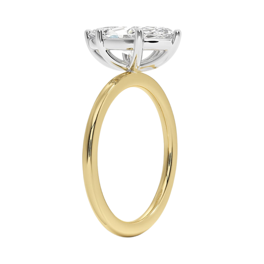 1 TO 5 CT Lab Grown Marquise Cut Diamond Mixed Metal Perfect Fit Solitaire Ring in 10K/14K/18K Gold – Classic High-Set Design | Pooja Diamond | IGI Certified Lab Diamond