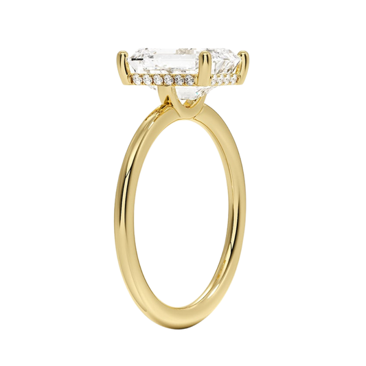 1 TO 5 CT Lab Grown Emerald Cut Gwen Perfect Fit Diamond Ring with Hidden Halo in 10K/14K/18K Gold | Pooja Diamond | IGI  Certified Lab Diamond