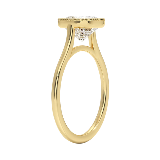 1 TO 5 CT Lab Grown Cushion Cut Diamond Margot Bezel Set Ring in 10K/14K/18K Gold | Pooja Diamond | IGI Certified Lab Diamond