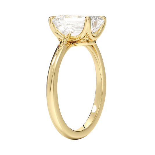 1 TO 5 CT Lab Grown Emerald Diamond Laurel Engraved Ring in 10K/14K/18K Gold | Solitaire Design | IGI Certified Lab Diamond