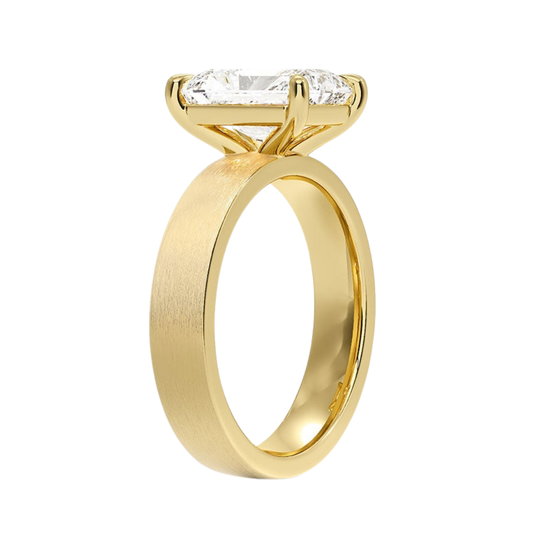 1 TO 5 CT Lab Grown Radiant Cut Diamond Peyton 4mm Satin Finish Solitaire Ring in 10K/14K/18K Gold with Brushed Wide Band | IGI Certified Lab Diamond