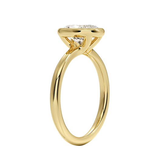 1 TO 5 CT Lab Grown Oval Cut Diamond Freesia Bezel Solitaire Ring in 10K/14K/18K Gold | Modern Twisted Cathedral Setting | IGI Certified Lab Diamond