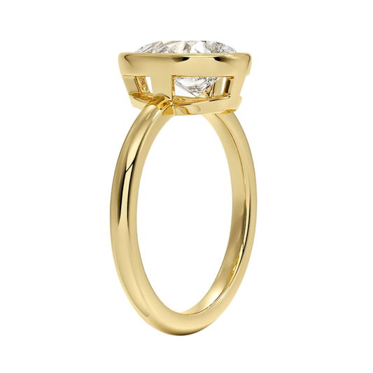 1 TO 5 CT Lab Grown Pear Cut Diamond Julietta Bezel Solitaire Ring in 10K/14K/18K Gold | Pooja Diamond | IGI Certified Lab Diamond