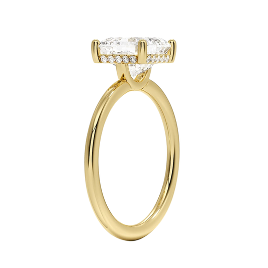 1 TO 5 CT Lab Grown Asscher Cut Gwen Perfect Fit Diamond Ring with Hidden Halo in 10K/14K/18K Gold | Pooja Diamond | IGI  Certified Lab Diamond