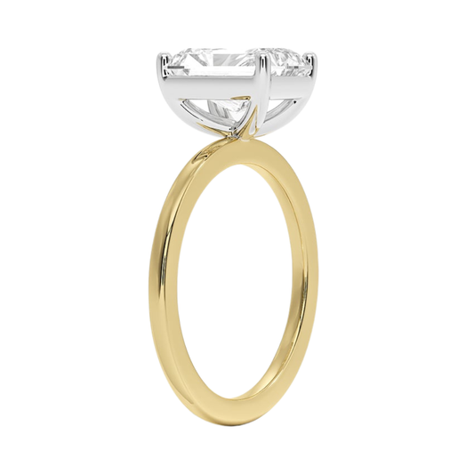 1 TO 5 CT Lab Grown Radiant Cut Diamond Mixed Metal Perfect Fit Solitaire Ring in 10K/14K/18K Gold – Classic High-Set Design | Pooja Diamond | IGI Certified Lab Diamond