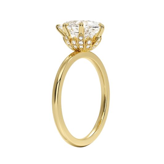 1 TO 5 CT Elegant Lab Grown Pear Cut Petal Six Prong Diamond Ring with Hidden Halo in 10K/14K/18K Gold | Pooja Diamond | IGI Certified Lab Diamond