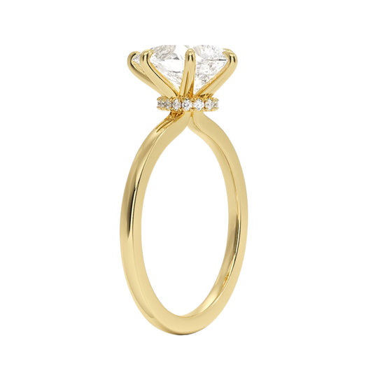 1 To 5 Ct Lab Grown Pear Cut Secret Halo Six-Prong Diamond Ring with Hidden Halo in 10K/14K/18K Gold | Pooja Diamond | IGI Certified Lab Diamond