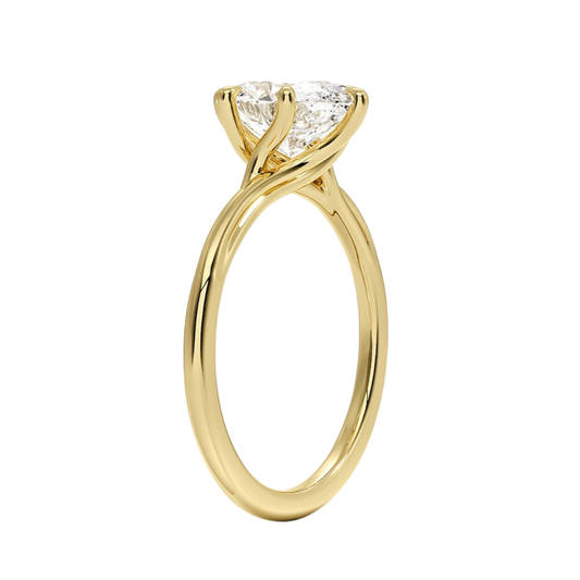 1 TO 5 CT Elegant Oval Cut Lab Grown Diamond Delilah Twist Solitaire Ring in 10K/14K/18K Gold | Pooja Daimond | IGI Certified Lab Diamond