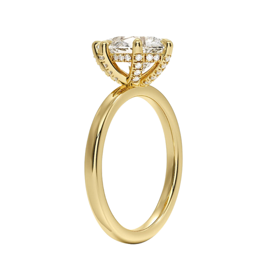 1 TO 5 CT Lab Grown Pear Cut Lumiere 2mm Diamond Ring with Hidden Halo in 10K/14K/18K Gold | Pooja Diamond | IGI Certified Lab Diamond