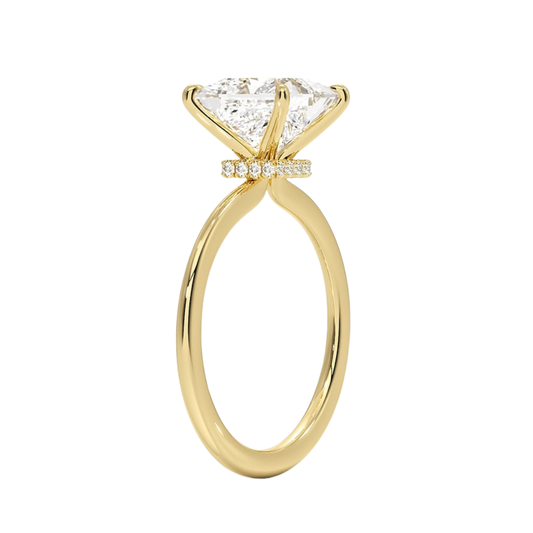 1 TO 5 CT Lab Grown Princess Cut Petite Secret Halo Diamond Ring in 10K/14K/18K Gold with Hidden Accent Detail |IGI Certified Lab Diamond