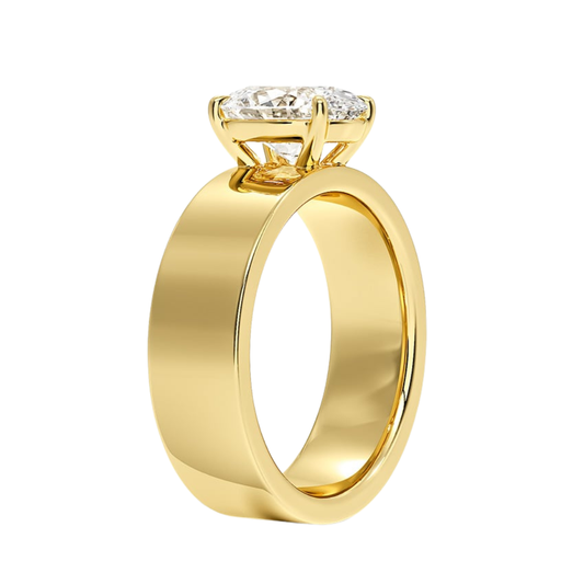 1 TO 5 CT Lab Grown Oval Cut Diamond Peyton 6mm Solitaire Ring in 10K/14K/18K Gold with Extra-Wide Polished Band | Pooja Diamond | IGI Certified Lab Diamond