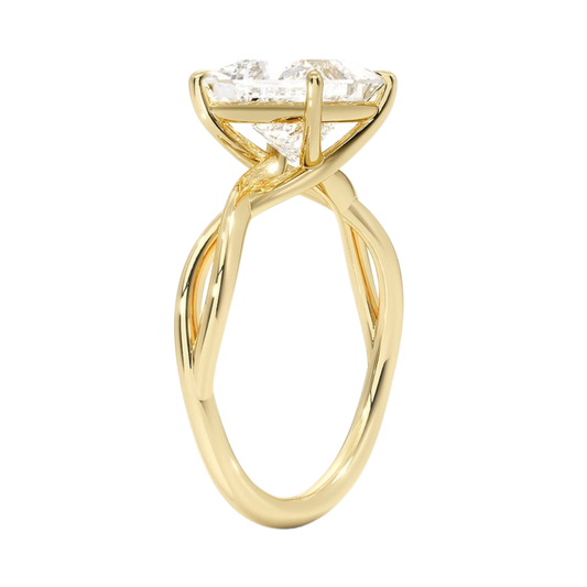 1 TO 5 CT Lab Grown Princess Cut Diamond Engagement Ring in 10K/14K/18K Gold | Twisted Shank Solitaire | Pooja Diamonds|IGI Certified Lab Diamond