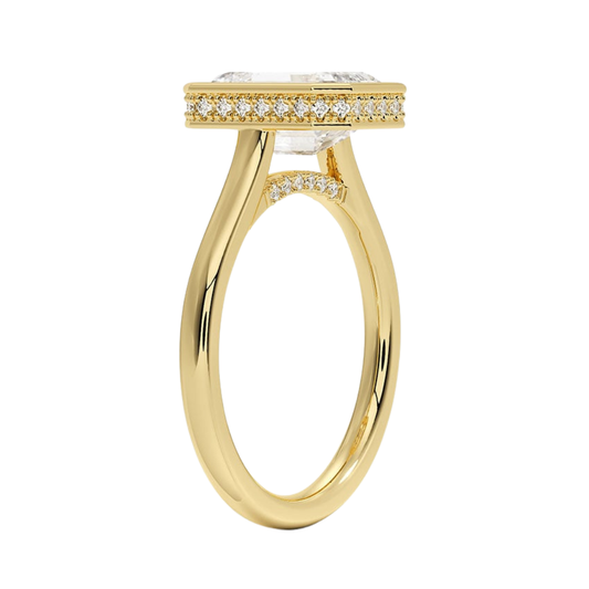 1 TO 5 CT Lab Grown Emerald  Cut Diamond Ring with Hidden Pavé Gallery in 10K/14K/18K Gold | Pooja Diamond | IGI Certified Lab Diamond