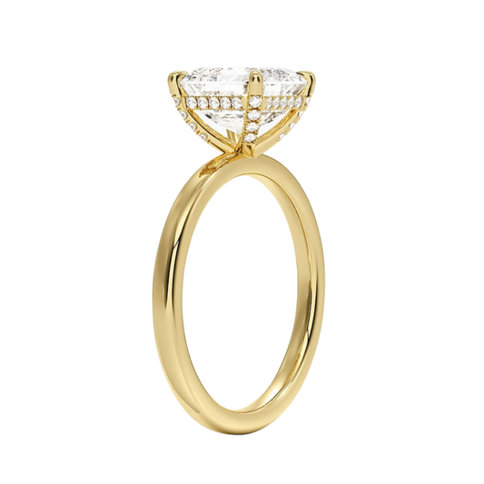 1 TO 5 CT Lab Grown Asscher Cut Lumiere 2mm Diamond Ring with Hidden Halo in 10K/14K/18K Gold | Pooja Diamond | IGI Certified Lab Diamond