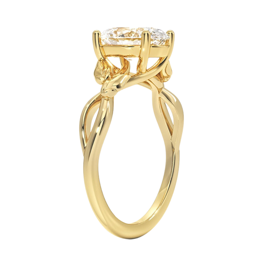 1 TO 5 CT Lab Grown Oval Cut Diamond Ring in 10K/14K/18K Gold | Twisted Split Shank Solitaire | IGI Certified Lab Diamond