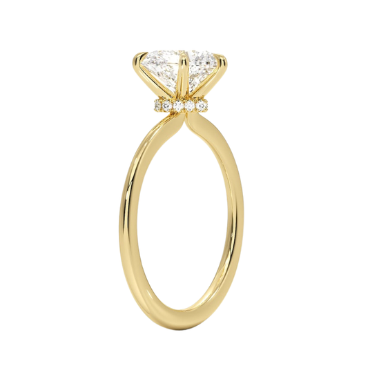 1 TO 5 CT Lab Grown Heart Cut Petite Secret Halo Diamond Ring in 10K/14K/18K Gold with Hidden Accent Detail |IGI Certified Lab Diamond