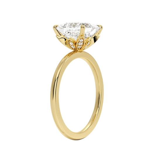 1 TO 5 CT Lab Grown Princess Cut Petal 1.5mm Diamond Ring in 10K/14K/18K Gold with Hidden Halo Gallery | Pooja Diamond | IGI Certified Lab Diamond