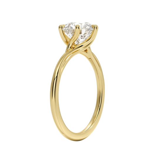 1 TO 5 CT Elegant Round Cut Lab Grown Diamond Delilah Twist Solitaire Ring in 10K/14K/18K Gold | Pooja Daimond | IGI Certified Lab Diamond